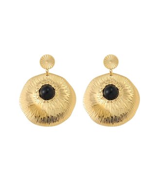 By Shir Luxury Maud black agate earrings