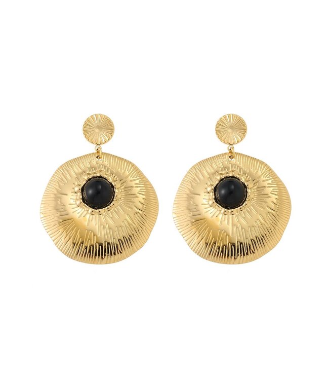By Shir Luxury Maud black agate earrings