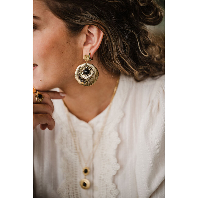 By Shir Oorbellen luxe Maud zwart agaat