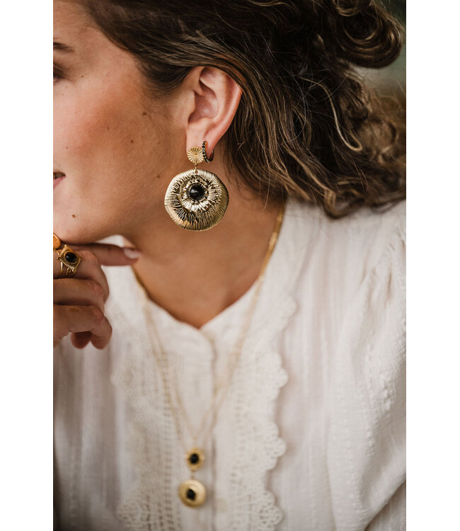 By Shir Luxuriöse Maud-Ohrringe aus schwarzem Achat