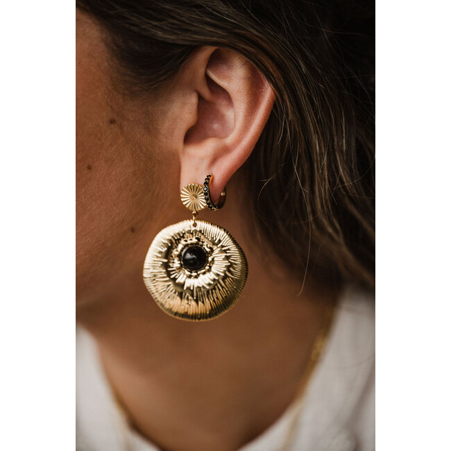 By Shir Oorbellen luxe Maud zwart agaat