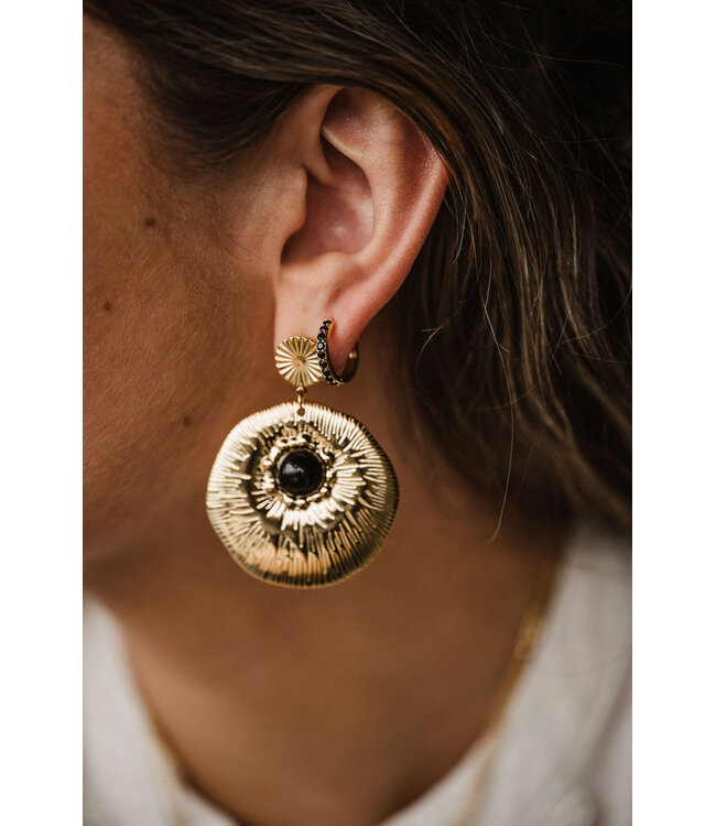 By Shir Oorbellen luxe Maud zwart agaat