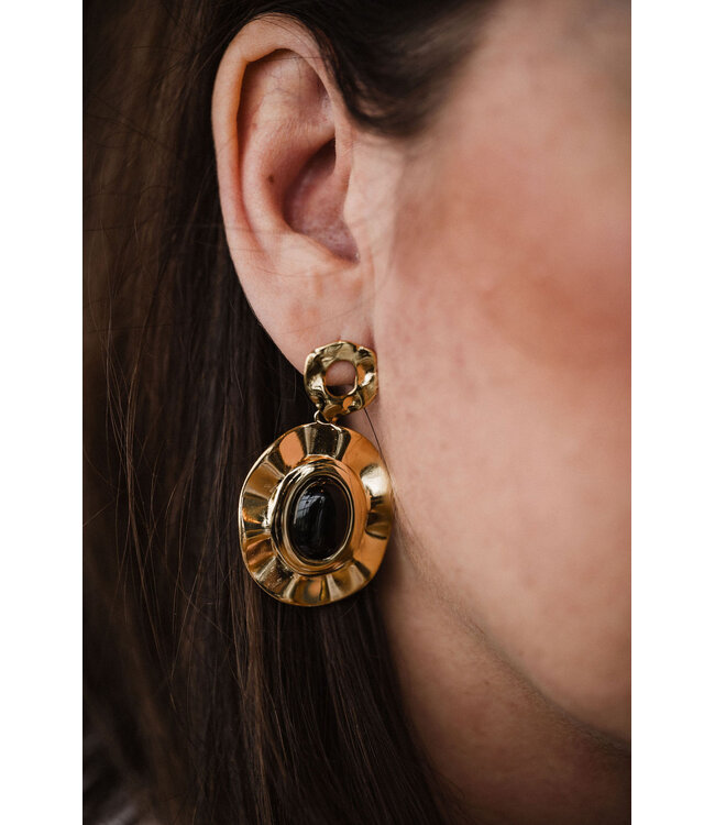 By Shir Luxury Sarah black agate earrings