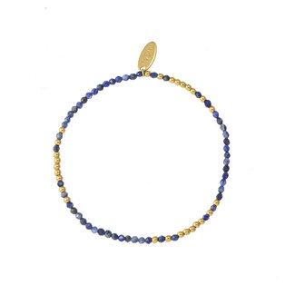 By Shir Armband kraaltjes Lapis Lazulli mix goud