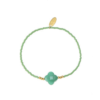 By Shir Armband Perlen grün Kleeblatt grün