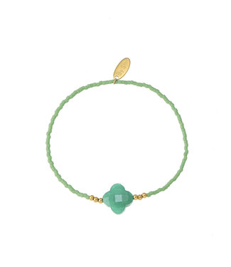 By Shir Armband kraaltjes groen klaver groen