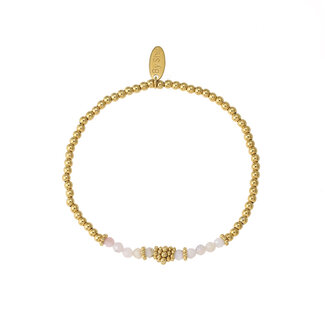 By Shir Armband kraaltjes bohemian Rosequartz goud