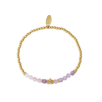 By Shir Armband kraaltjes bohemian Purple jade goud