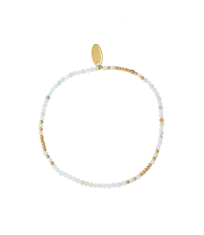 By Shir Armband kraaltjes mix lichtblauw