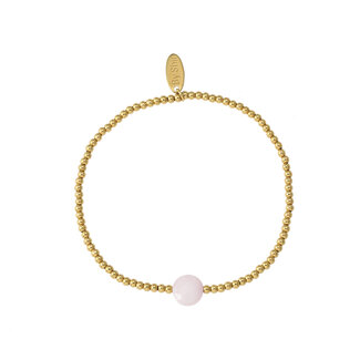 By Shir Armband kraaltjes Rosequarts edelsteen goud