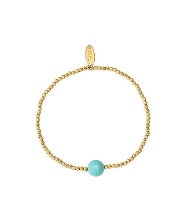 By Shir Armband mit Edelsteinkügelchen aus Türkis