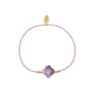 By Shir Armband kraaltjes lila klaver Amethist