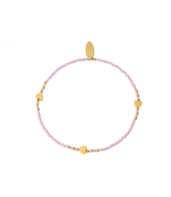 By Shir Armband Perlen lila Herzen