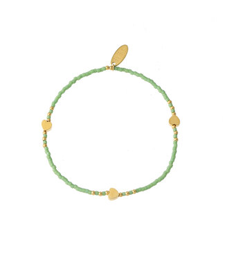 By Shir Armband kraaltjes groen hartjes