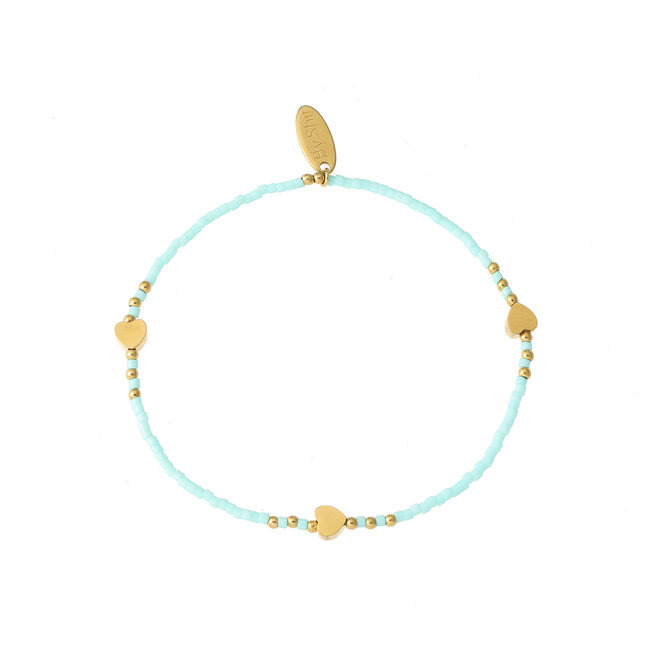 By Shir Armband Perlen helltürkis Herzen