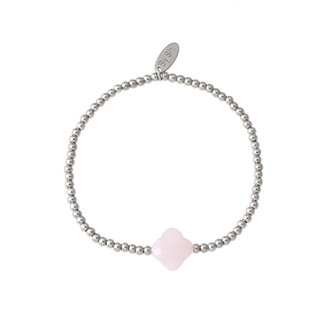 By Shir Armbandperlen Rosenquarz Kleeblatt