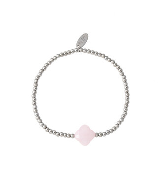 By Shir Armband kraaltjes Rosequartz klaver