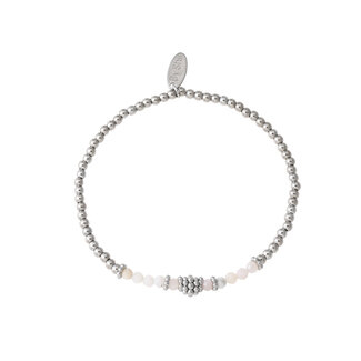 By Shir Armband kraaltjes bohemian Rosequartz zilver