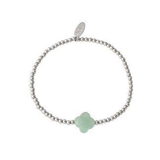 By Shir Armband Perlen Jadeit Kleeblatt