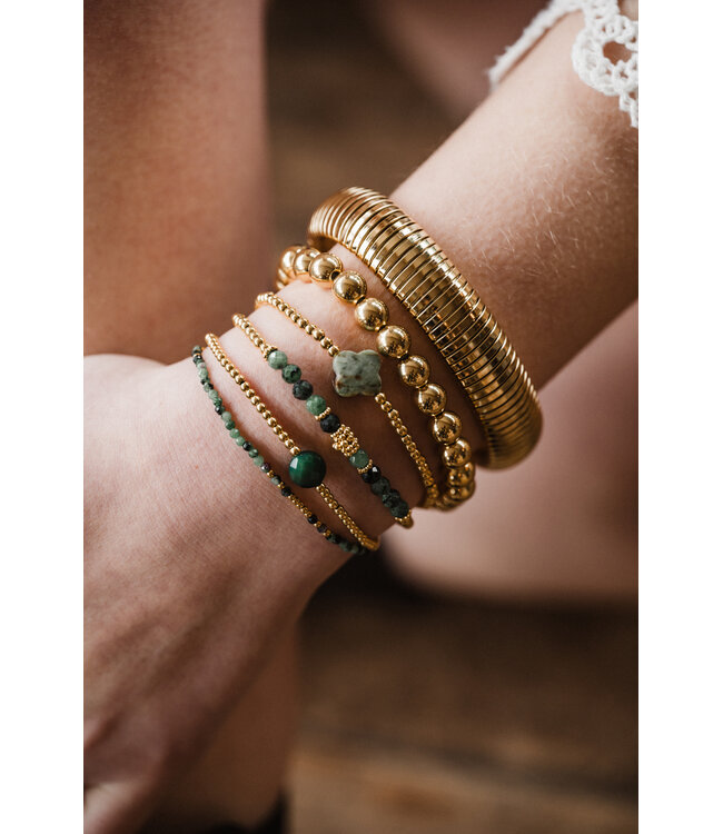 By Shir Armband kraaltjes edelsteel klaver Chrysopraas