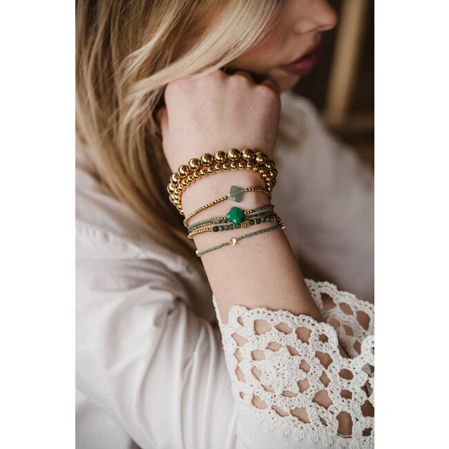 By Shir Armband Perlen grün Kleeblatt grün