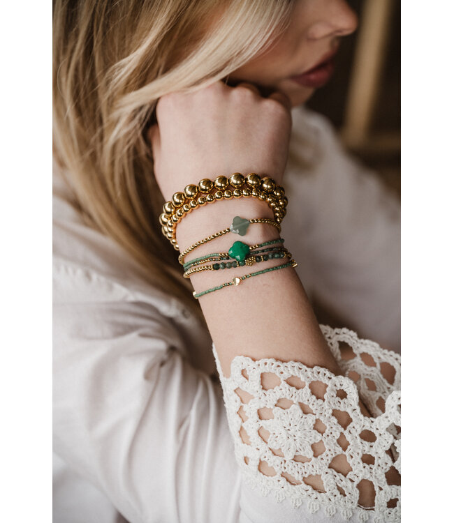 By Shir Armband Perlen grün Kleeblatt grün