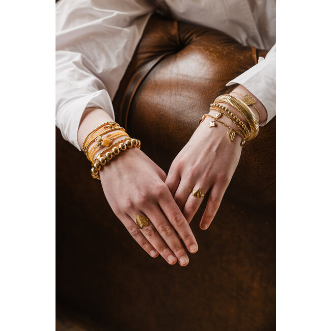 By Shir Armbandperlen orange Kleeblatt