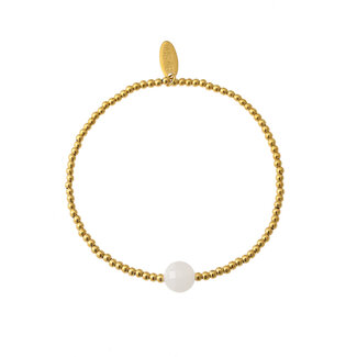 By Shir Armband mit weißen Achatperlen