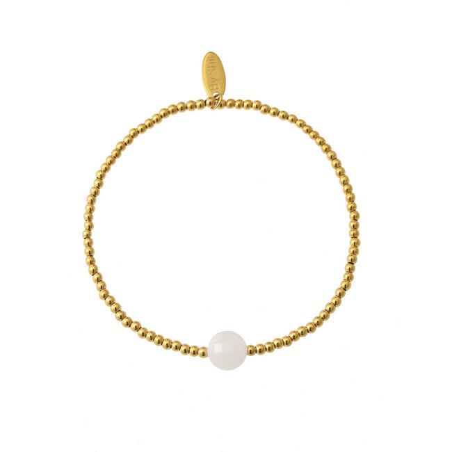 By Shir Armband kraaltjes wit Agaat edelsteen