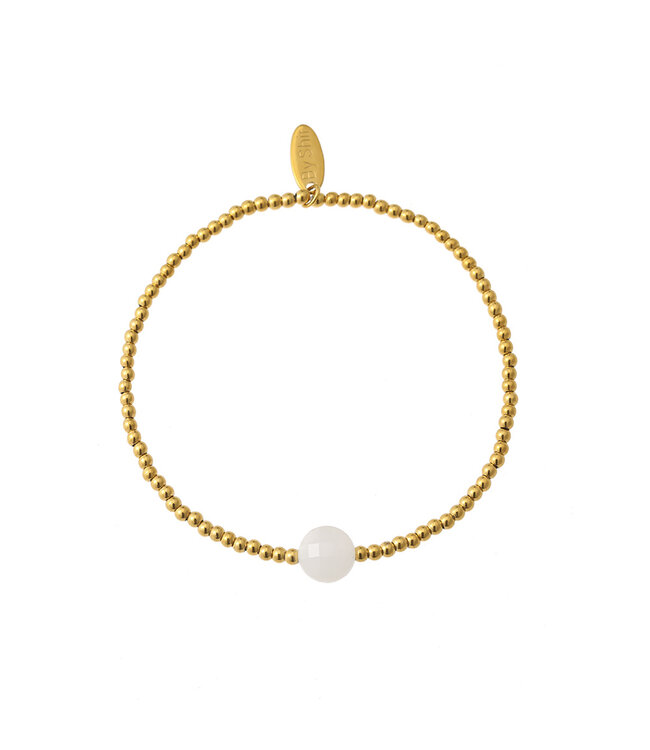 By Shir Armband kraaltjes wit Agaat edelsteen