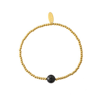 By Shir Armband kraaltjes edelsteen zwart agaat