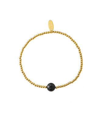 By Shir Armband mit Edelsteinkugeln aus schwarzem Achat