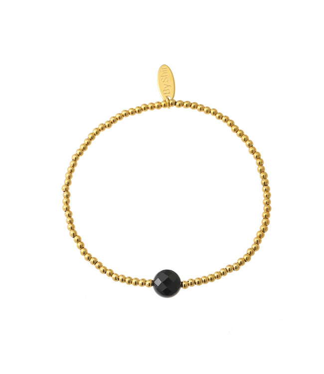 By Shir Armband edelsteen kraaltjes edelsteen zwart
