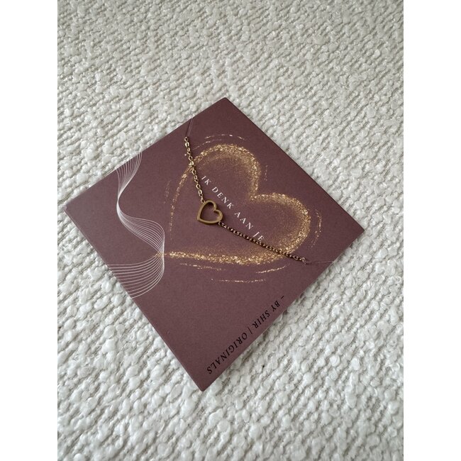 By Shir Armband edelstaal op kaartje Ik denk aan je