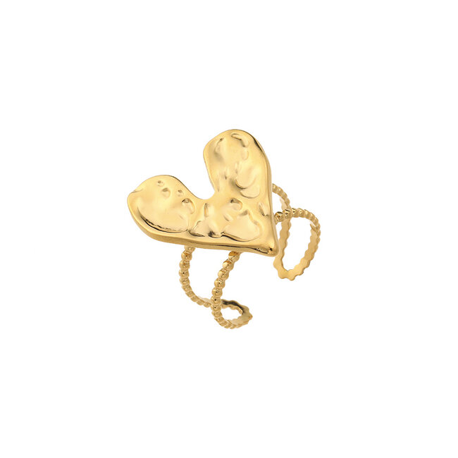 By Shir Ring luxe big heart goud