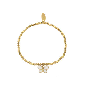 By Shir Armband Perlen Schmetterling weiß