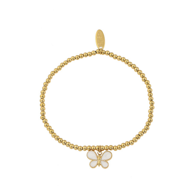 By Shir Armband kraaltjes vlinder wit