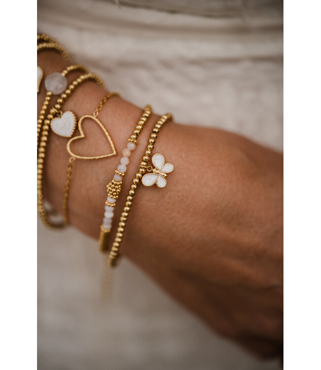 By Shir Armband kraaltjes vlinder wit
