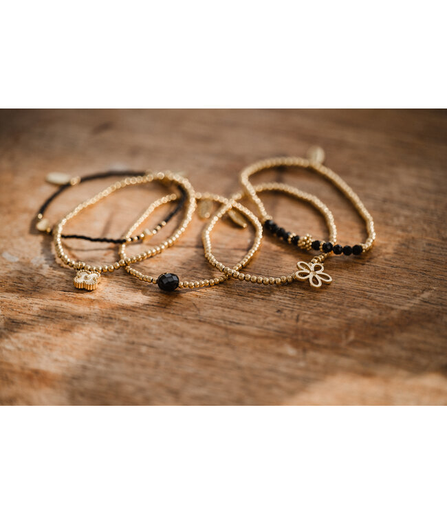 By Shir Armband edelsteen kraaltjes edelsteen zwart