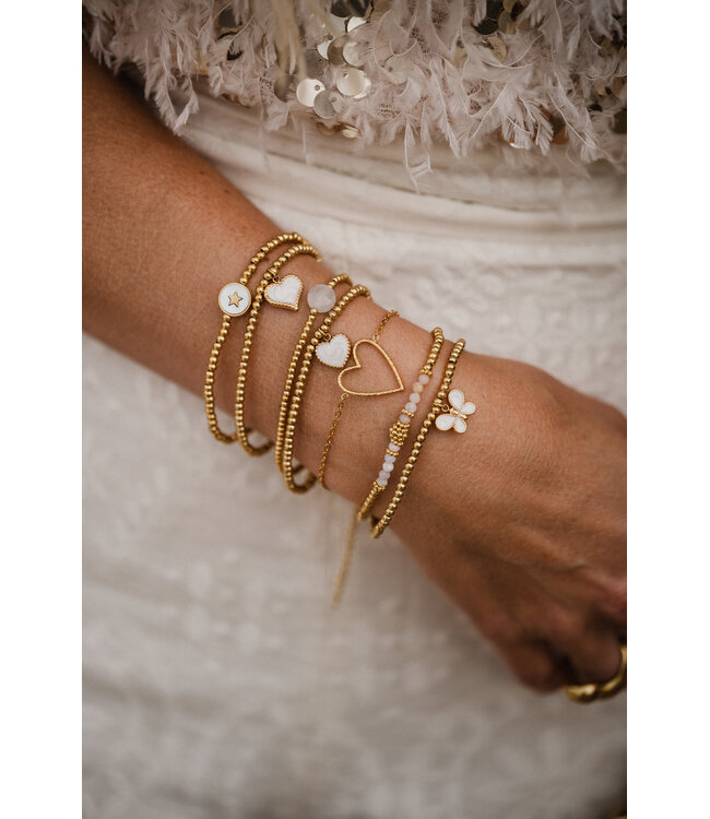 By Shir Armband mit weißen Achatperlen