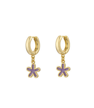 By Shir Oorbellen klein flower lila