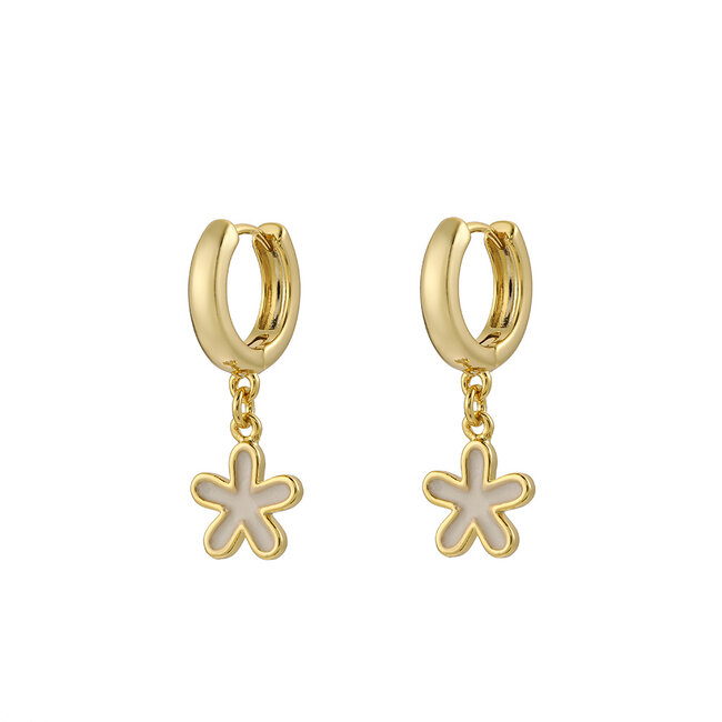 By Shir Oorbellen klein flower wit