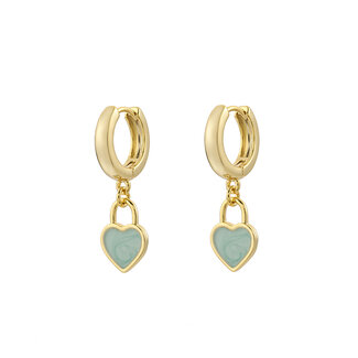By Shir Small heart turquoise earrings.
