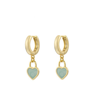 By Shir Small heart turquoise earrings.