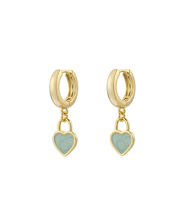 By Shir Small heart turquoise earrings.
