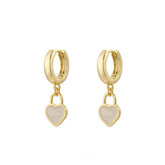By Shir Small white heart earrings
