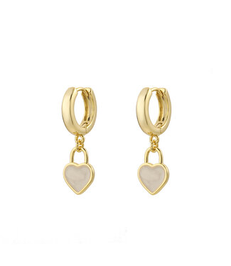 By Shir Small white heart earrings