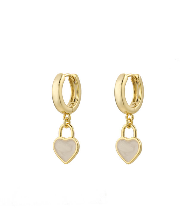 By Shir Small white heart earrings