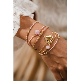 By Shir Shop the look Armbandenset Goud Roze hartje