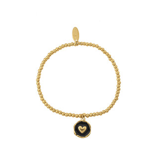 By Shir Armband kraaltjes munt hart zwart